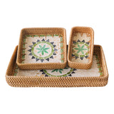 Maxbell 3 Pieces Rattan Storage Basket Set Rustic Gift for Coffee Table Home Kitchen Flowers