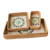 Maxbell 3 Pieces Rattan Storage Basket Set Rustic Gift for Coffee Table Home Kitchen Flowers