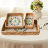 Maxbell 3 Pieces Rattan Storage Basket Set Rustic Gift for Coffee Table Home Kitchen Flowers