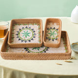 Maxbell 3 Pieces Rattan Storage Basket Set Rustic Gift for Coffee Table Home Kitchen Flowers