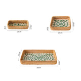 Maxbell 3 Pieces Rattan Storage Basket Set Rustic Gift for Coffee Table Home Kitchen Love leaves