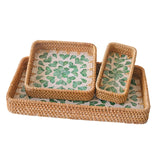 Maxbell 3 Pieces Rattan Storage Basket Set Rustic Gift for Coffee Table Home Kitchen Love leaves