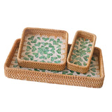 Maxbell 3 Pieces Rattan Storage Basket Set Rustic Gift for Coffee Table Home Kitchen Love leaves