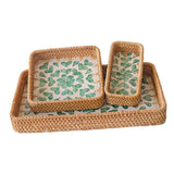 Maxbell 3 Pieces Rattan Storage Basket Set Rustic Gift for Coffee Table Home Kitchen Love leaves