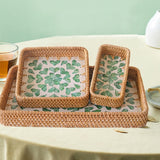 Maxbell 3 Pieces Rattan Storage Basket Set Rustic Gift for Coffee Table Home Kitchen Love leaves