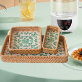 Maxbell 3 Pieces Rattan Storage Basket Set Rustic Gift for Coffee Table Home Kitchen Love leaves