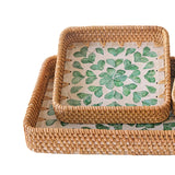 Maxbell 3 Pieces Rattan Storage Basket Set Rustic Gift for Coffee Table Home Kitchen Love leaves