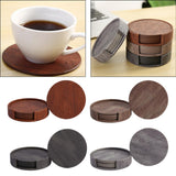 Maxbell 4" Drink Coasters Set of 6 Leather Coasters for Drinks for Garden Countertop brown