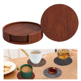 Maxbell 4" Drink Coasters Set of 6 Leather Coasters for Drinks for Garden Countertop brown