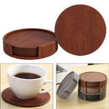 Maxbell 4" Drink Coasters Set of 6 Leather Coasters for Drinks for Garden Countertop brown