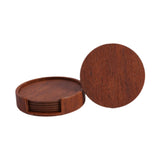 Maxbell 4" Drink Coasters Set of 6 Leather Coasters for Drinks for Garden Countertop brown