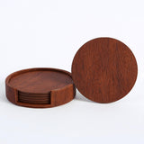 Maxbell 4" Drink Coasters Set of 6 Leather Coasters for Drinks for Garden Countertop brown