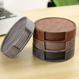 Maxbell 4" Drink Coasters Set of 6 Leather Coasters for Drinks for Garden Countertop brown