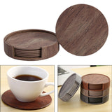 Maxbell 4" Drink Coasters Set of 6 Leather Coasters for Drinks for Garden Countertop wood color