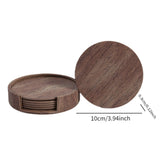 Maxbell 4" Drink Coasters Set of 6 Leather Coasters for Drinks for Garden Countertop wood color