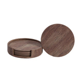 Maxbell 4" Drink Coasters Set of 6 Leather Coasters for Drinks for Garden Countertop wood color