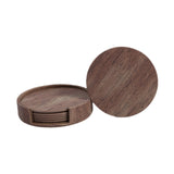 Maxbell 4" Drink Coasters Set of 6 Leather Coasters for Drinks for Garden Countertop wood color