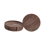 Maxbell 4" Drink Coasters Set of 6 Leather Coasters for Drinks for Garden Countertop wood color