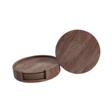 Maxbell 4" Drink Coasters Set of 6 Leather Coasters for Drinks for Garden Countertop wood color