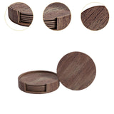Maxbell 4" Drink Coasters Set of 6 Leather Coasters for Drinks for Garden Countertop wood color