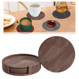Maxbell 4" Drink Coasters Set of 6 Leather Coasters for Drinks for Garden Countertop wood color