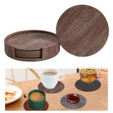 Maxbell 4" Drink Coasters Set of 6 Leather Coasters for Drinks for Garden Countertop wood color