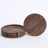 Maxbell 4" Drink Coasters Set of 6 Leather Coasters for Drinks for Garden Countertop wood color