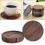 Maxbell 4" Drink Coasters Set of 6 Leather Coasters for Drinks for Garden Countertop wood color