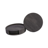 Maxbell 4" Drink Coasters Set of 6 Leather Coasters for Drinks for Garden Countertop dark gray