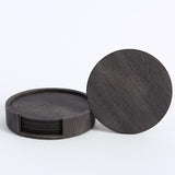 Maxbell 4" Drink Coasters Set of 6 Leather Coasters for Drinks for Garden Countertop dark gray