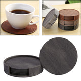 Maxbell 4" Drink Coasters Set of 6 Leather Coasters for Drinks for Garden Countertop dark gray