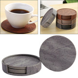 Maxbell 4" Drink Coasters Set of 6 Leather Coasters for Drinks for Garden Countertop gray