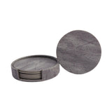 Maxbell 4" Drink Coasters Set of 6 Leather Coasters for Drinks for Garden Countertop gray