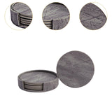 Maxbell 4" Drink Coasters Set of 6 Leather Coasters for Drinks for Garden Countertop gray