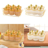 Maxbell Sugar Jars 6 Grids with Tray Multifunctional for Dining Room Wedding Kitchen Amber Gold