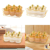 Maxbell Sugar Jars 6 Grids with Tray Multifunctional for Dining Room Wedding Kitchen Amber Gold