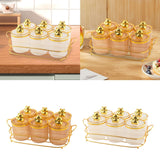 Maxbell Sugar Jars 6 Grids with Tray Multifunctional for Dining Room Wedding Kitchen Amber Gold