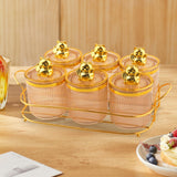 Maxbell Sugar Jars 6 Grids with Tray Multifunctional for Dining Room Wedding Kitchen Amber Gold
