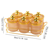 Maxbell Sugar Jars 6 Grids with Tray Multifunctional for Dining Room Wedding Kitchen Amber Gold