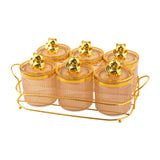 Maxbell Sugar Jars 6 Grids with Tray Multifunctional for Dining Room Wedding Kitchen Amber Gold