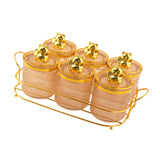 Maxbell Sugar Jars 6 Grids with Tray Multifunctional for Dining Room Wedding Kitchen Amber Gold