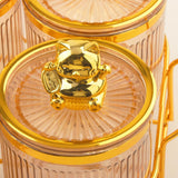 Maxbell Sugar Jars 6 Grids with Tray Multifunctional for Dining Room Wedding Kitchen Amber Gold