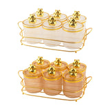 Maxbell Sugar Jars 6 Grids with Tray Multifunctional for Dining Room Wedding Kitchen Amber Gold
