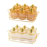 Maxbell Sugar Jars 6 Grids with Tray Multifunctional for Dining Room Wedding Kitchen Amber Gold