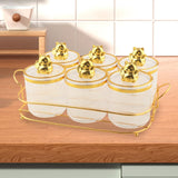 Maxbell Sugar Jars 6 Grids with Tray Multifunctional for Dining Room Wedding Kitchen Transparent Gold