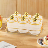 Maxbell Sugar Jars 6 Grids with Tray Multifunctional for Dining Room Wedding Kitchen Transparent Gold