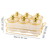 Maxbell Sugar Jars 6 Grids with Tray Multifunctional for Dining Room Wedding Kitchen Transparent Gold