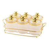 Maxbell Sugar Jars 6 Grids with Tray Multifunctional for Dining Room Wedding Kitchen Transparent Gold