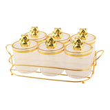 Maxbell Sugar Jars 6 Grids with Tray Multifunctional for Dining Room Wedding Kitchen Transparent Gold