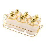 Maxbell Sugar Jars 6 Grids with Tray Multifunctional for Dining Room Wedding Kitchen Transparent Gold
